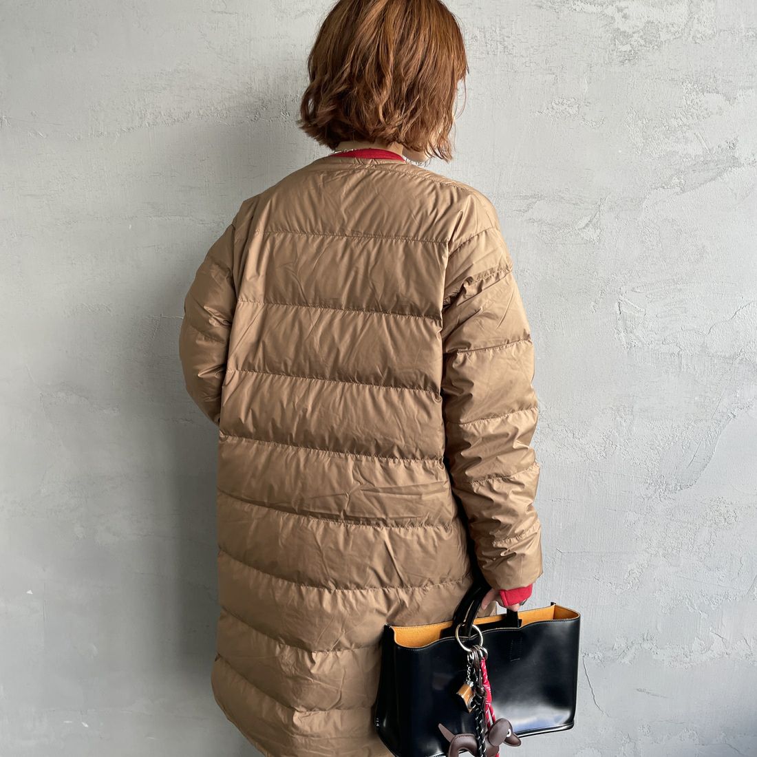 ORCIVAL [オーシバル] ラウンドネックロングコート [OR-A0602DPR] CAMEL &&モデル身長：158cm 着用サイズ：2&&