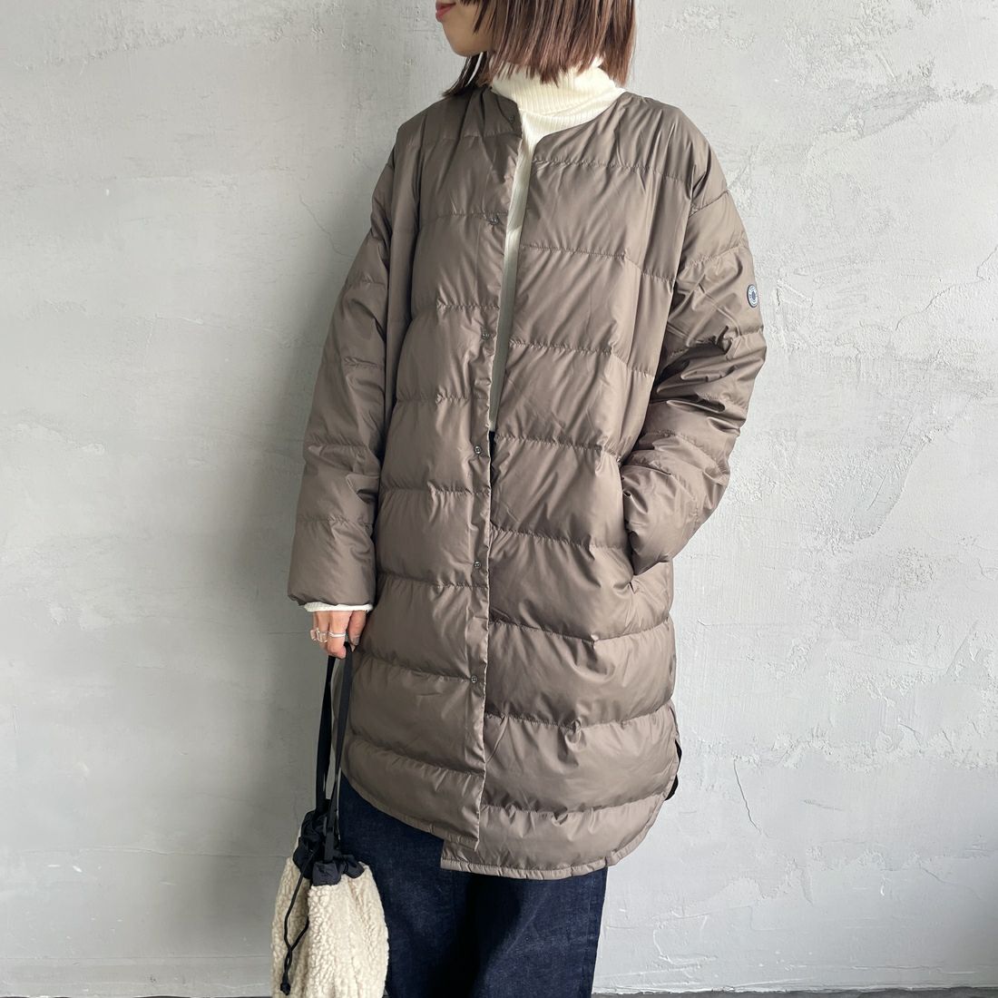 ORCIVAL [オーシバル] ラウンドネックロングコート [OR-A0602DPR] OLIVE GREE &&モデル身長：159cm 着用サイズ：2&&