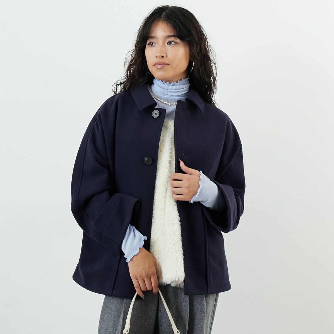 ORCIVAL [オーシバル] ドルマンスリーブジャケット [OR-A0745BBT] DK.NAVY &&モデル身長：162cm 着用サイズ：1&&