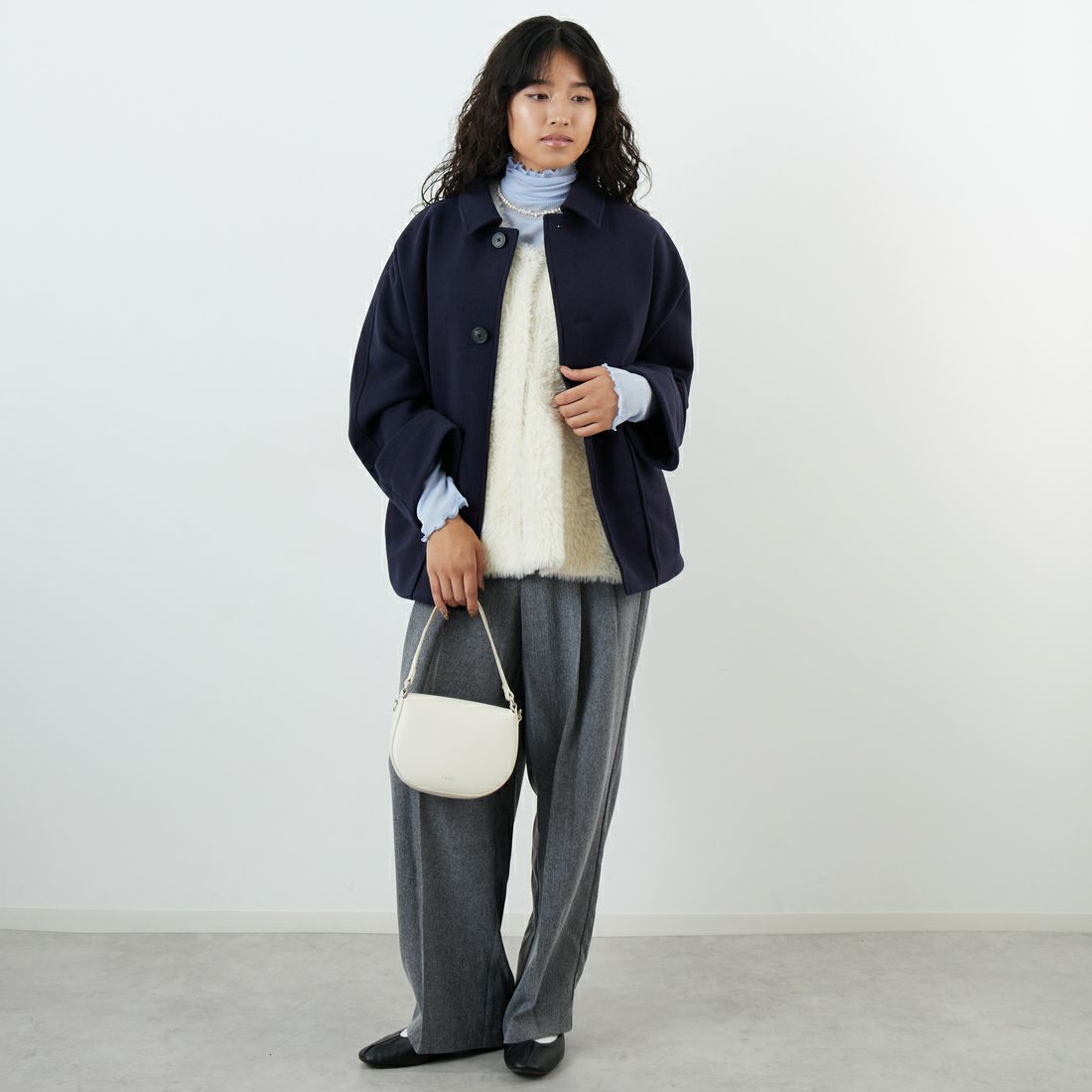 ORCIVAL [オーシバル] ドルマンスリーブジャケット [OR-A0745BBT] DK.NAVY &&モデル身長：162cm 着用サイズ：1&&