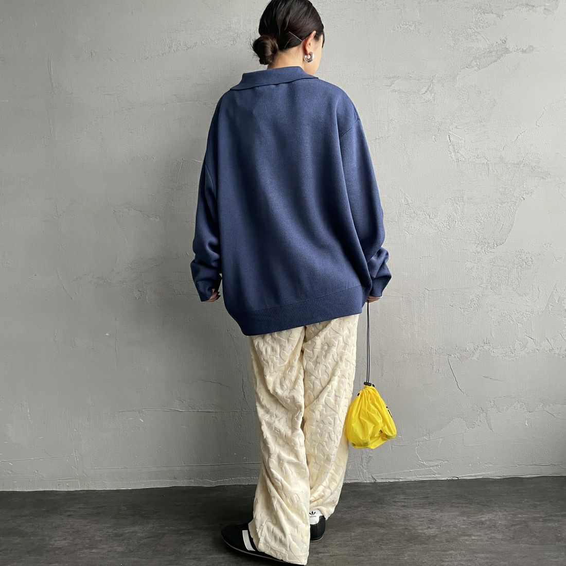 THE FOX [ザフォックス] 別注 ポロカラーニット [JFL25AW-04-JF] BLUE &&モデル身長：150cm 着用サイズ：S&&