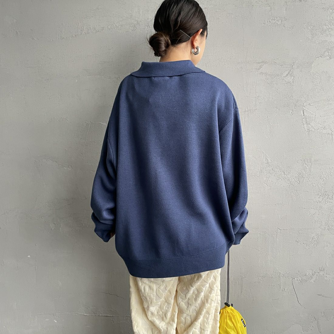 THE FOX [ザフォックス] 別注 ポロカラーニット [JFL25AW-04-JF] BLUE &&モデル身長：150cm 着用サイズ：S&&