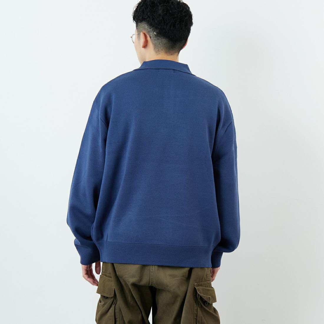THE FOX [ザフォックス] 別注 ポロカラーニット [JFL25AW-04-JF] BLUE &&モデル身長：168cm 着用サイズ：M&&