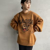 ジャガードニット THE FOX [ザフォックス] 別注 アニマル柄クルーネックジャガードニット