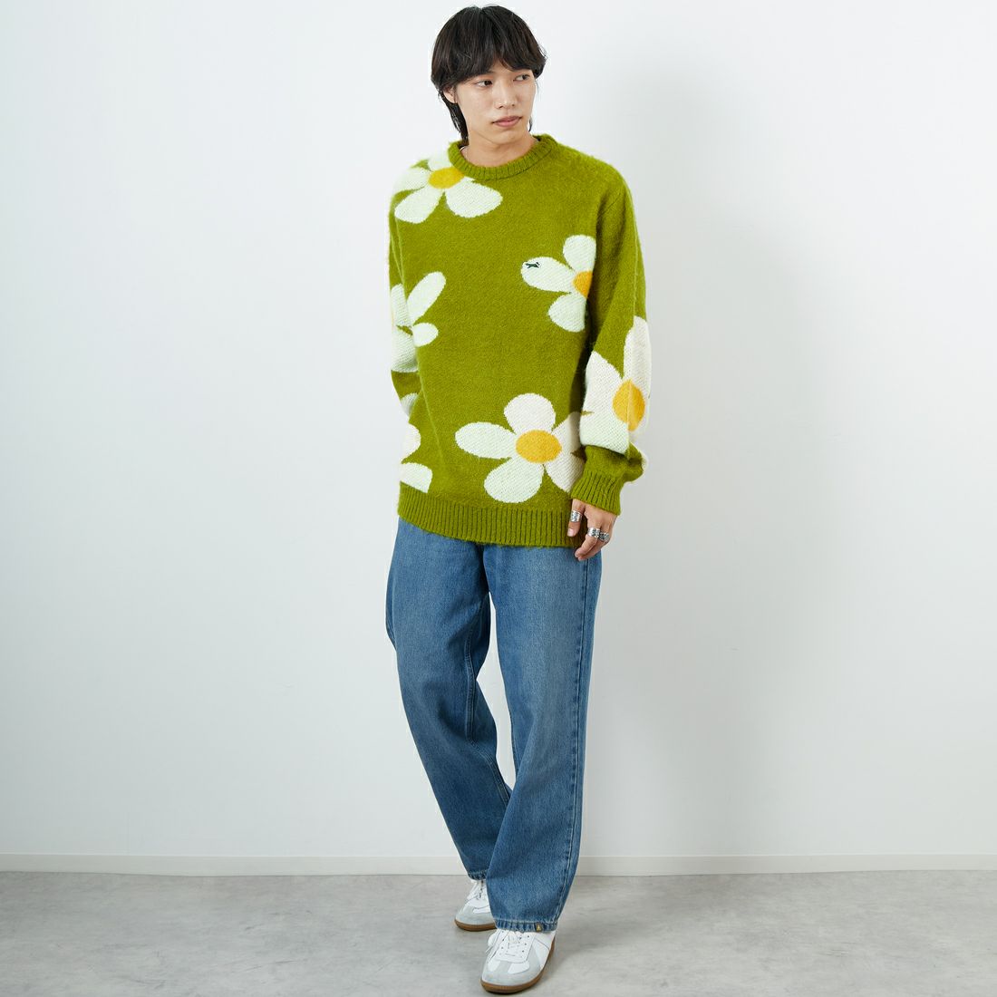 THE FOX [ザフォックス] 別注 ジャギークルーネックニット [JFL25AW-06-JF] PSC ﾊﾅ &&モデル身長：179cm 着用サイズ：L&&