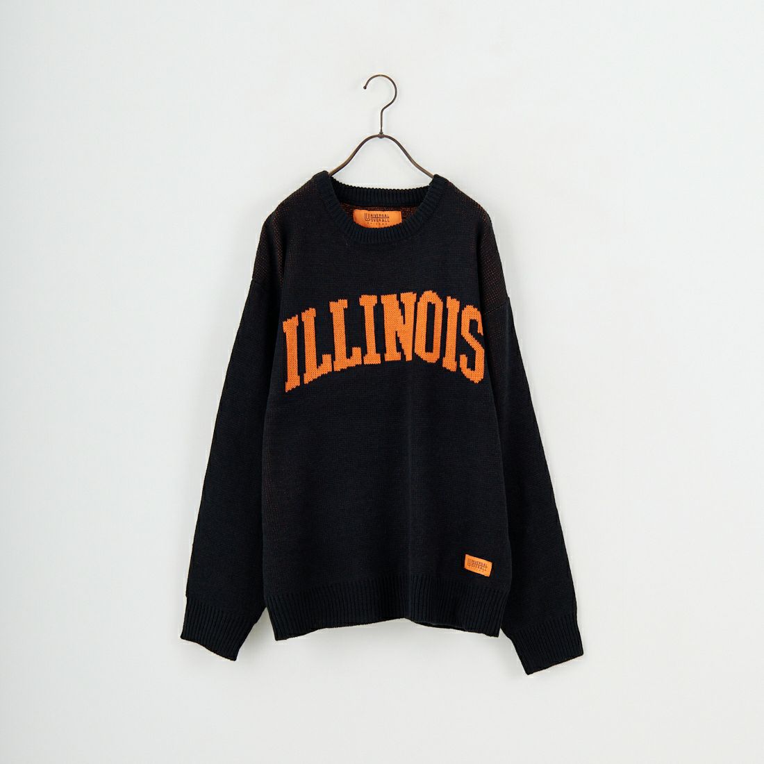 UNIVERSAL OVERALL [ユニバーサルオーバーオール] 別注 カレッジロゴニットセーター [U2533301IN-JF] BLACK