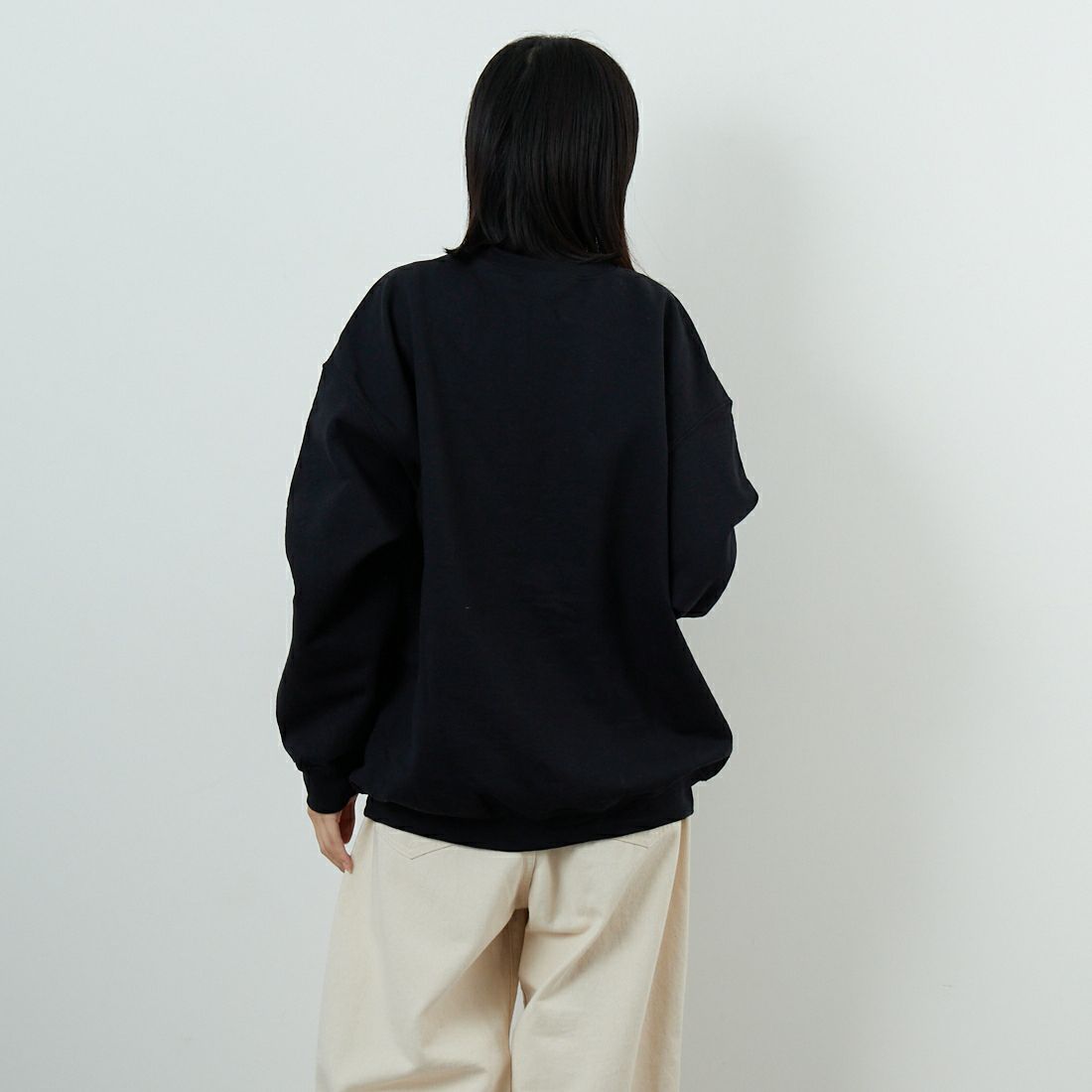 Atalas Screen Printing [アトラス スクリーン プリンティング] アルティメットミネラルガイドスウェット [MINERAL-GUIDE] BLACK &&モデル身長：162cm 着用サイズ：L&&