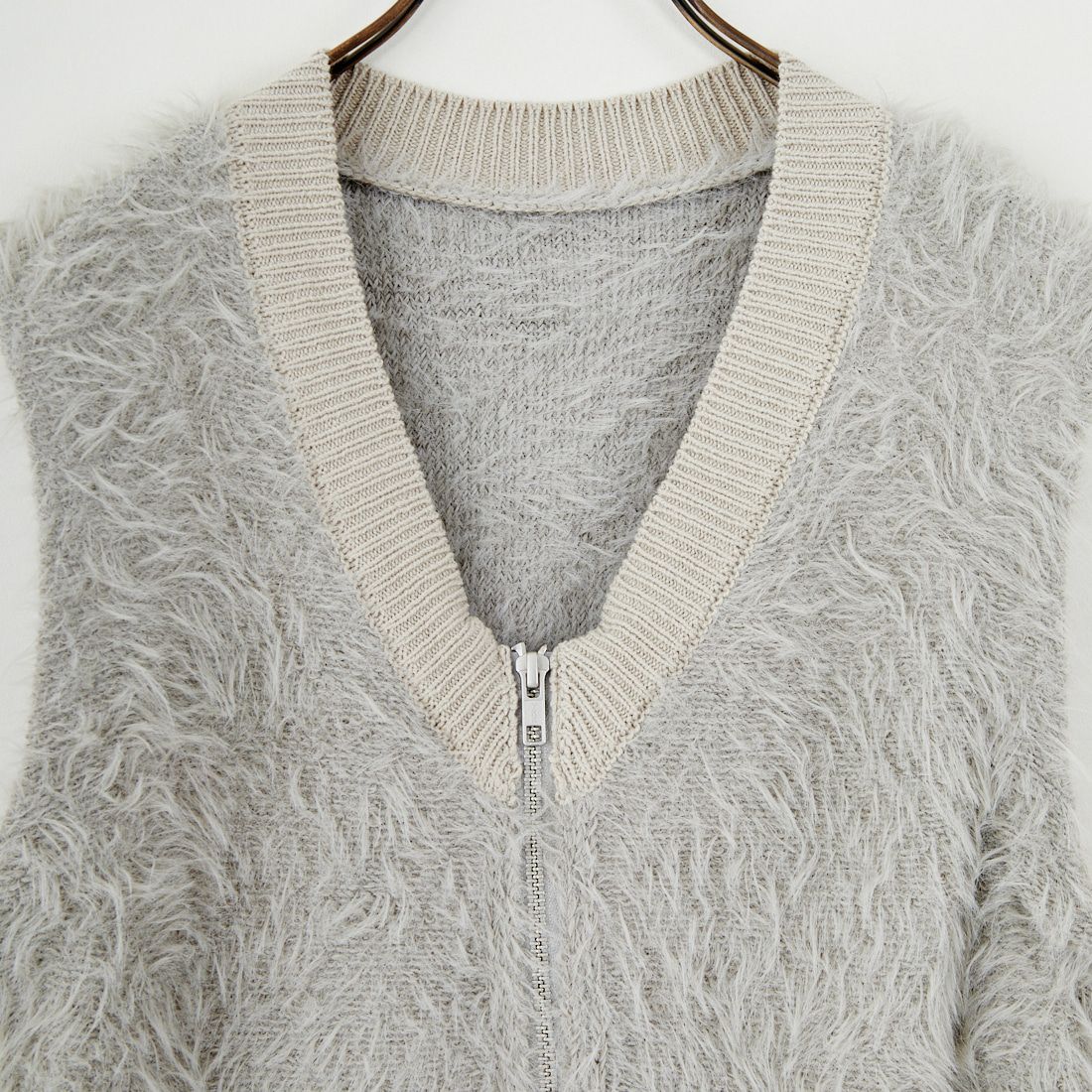 &g'aime [アンジェム] シャギーWジップベスト [986-67016] ｸﾞﾚｰ