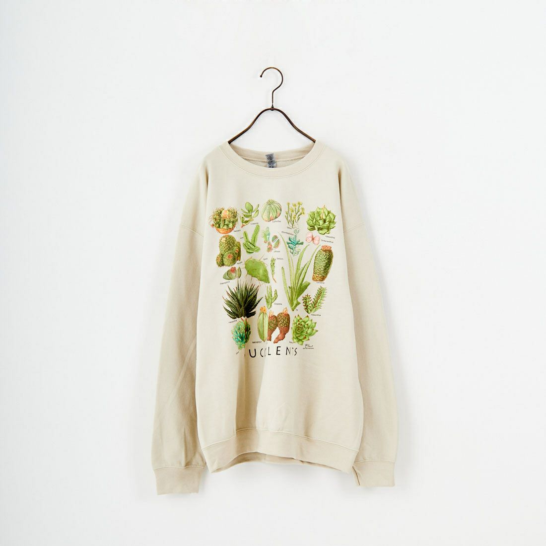 Atalas Screen Printing [アトラス スクリーン プリンティング] サキュレントプリントスウェット [SUCCULENTS] SAND