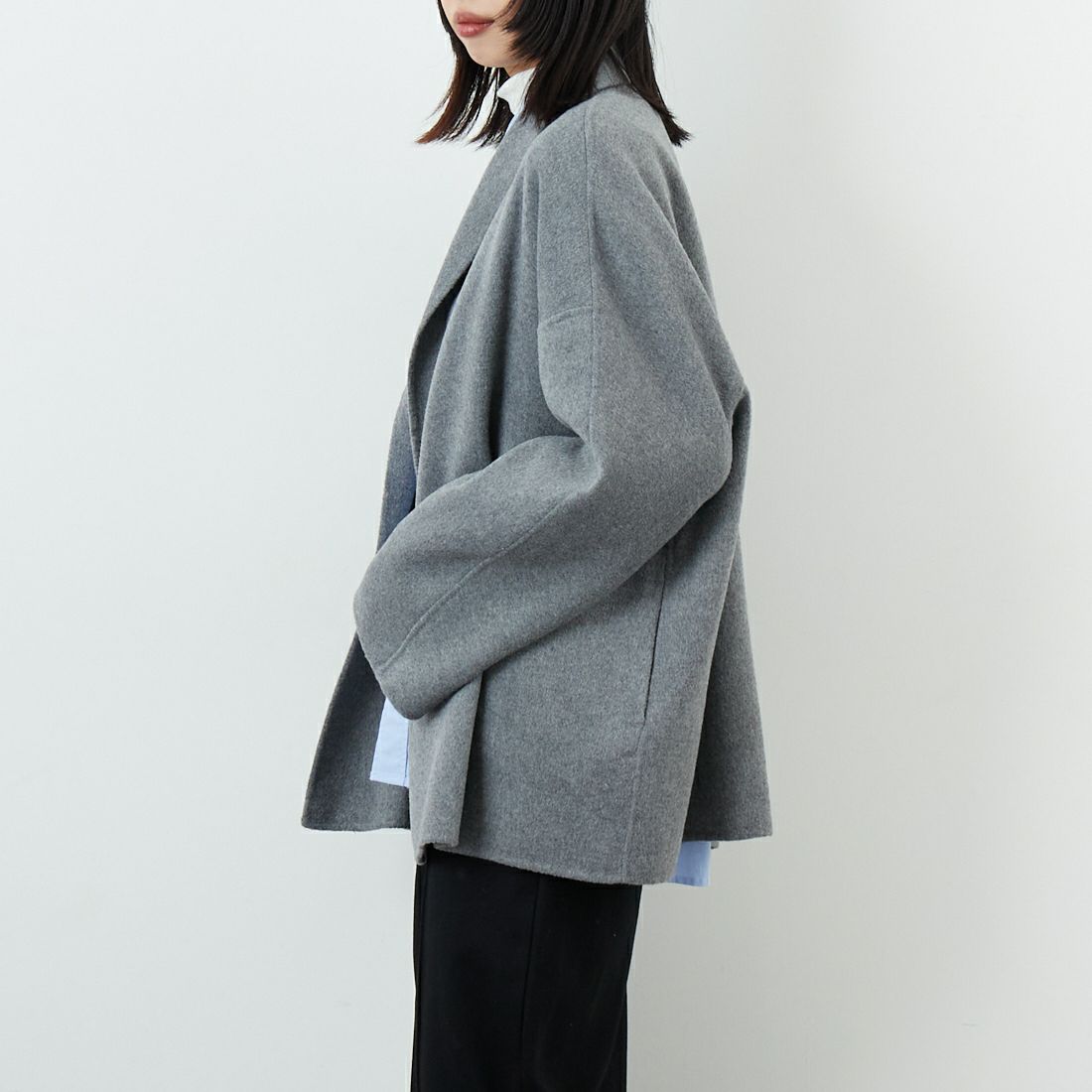 Jeans Factory Clothes [ジーンズファクトリークローズ] リバーウールコート [21256054] 002 ｸﾞﾚｰ &&モデル身長：162cm 着用サイズ：F&&