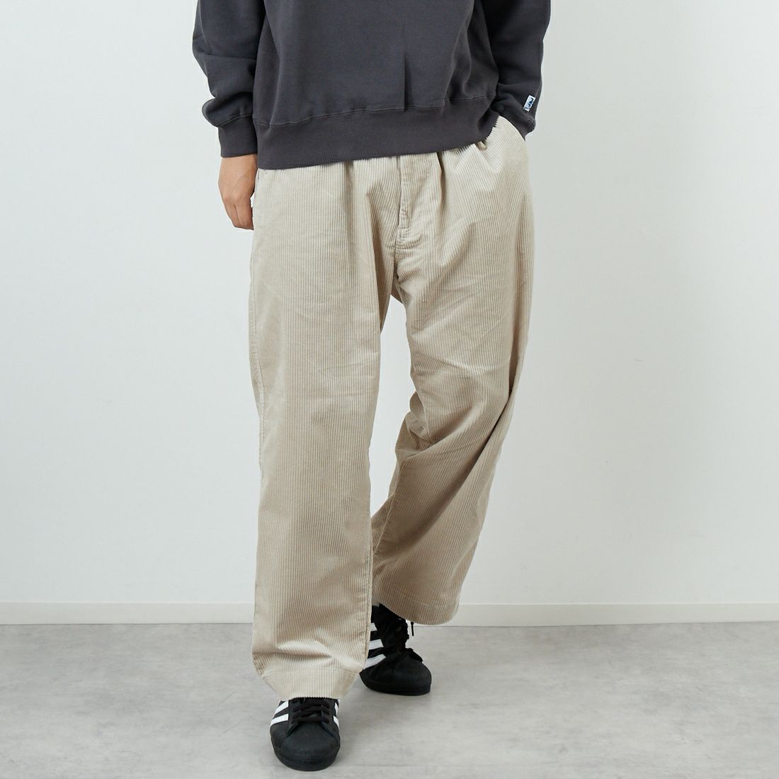 DANTON [ダントン] コーデュロイイージーストレートパンツ [DT-E0169CDU]IVORY &&モデル身長：179cm 着用サイズ：40&&