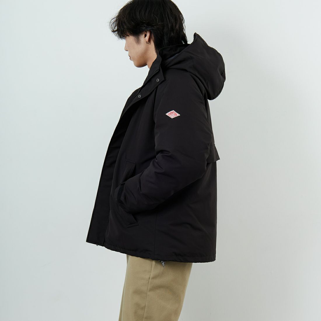 DANTON [ダントン] アーミーフーデッドジャケット [DT-A0030TPR] BLACK &&モデル身長：179cm 着用サイズ：L&&