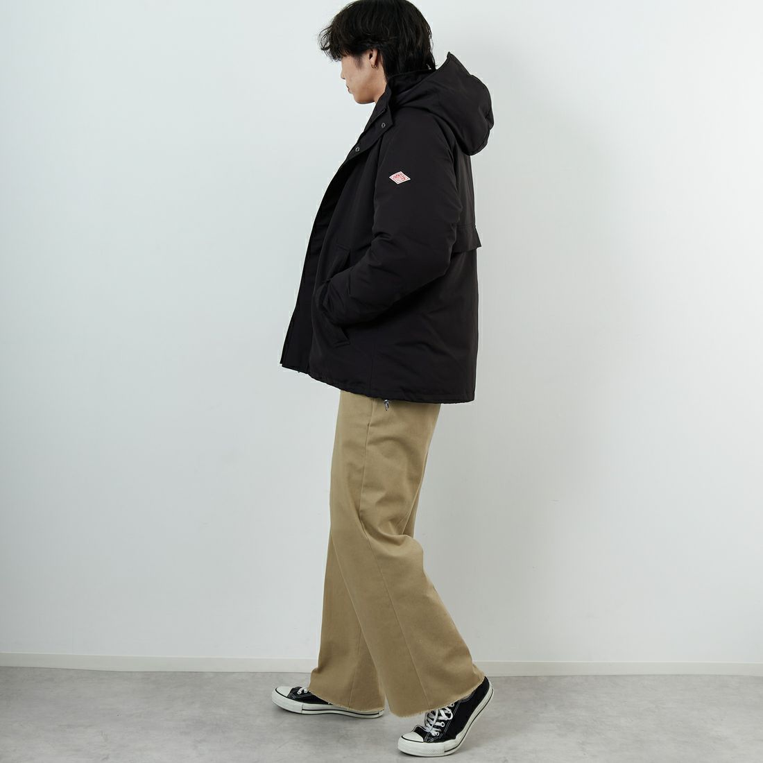 DANTON [ダントン] アーミーフーデッドジャケット [DT-A0030TPR] BLACK &&モデル身長：179cm 着用サイズ：L&&