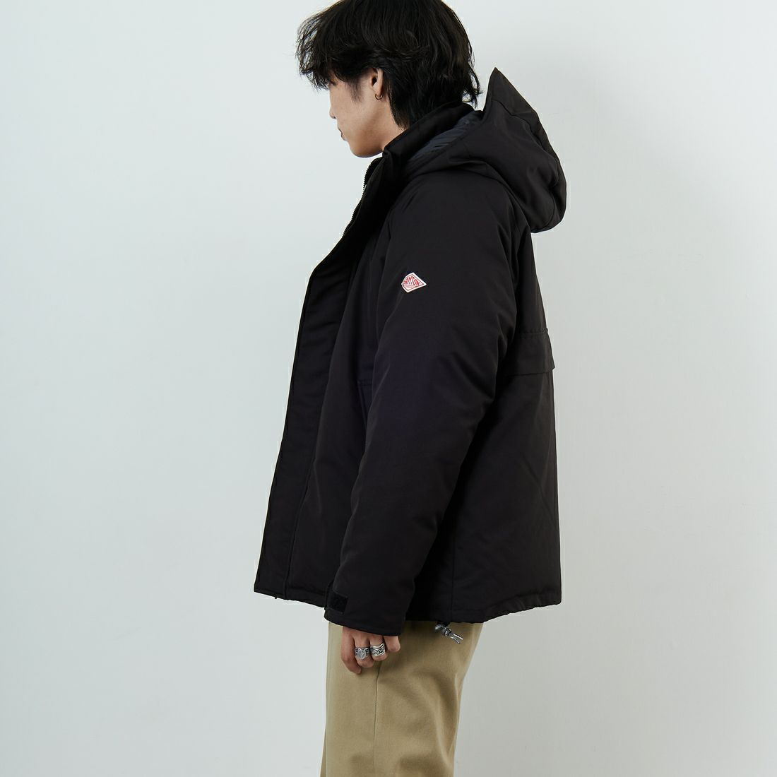 DANTON [ダントン] アーミーフーデッドジャケット [DT-A0030TPR] BLACK &&モデル身長：179cm 着用サイズ：M&&