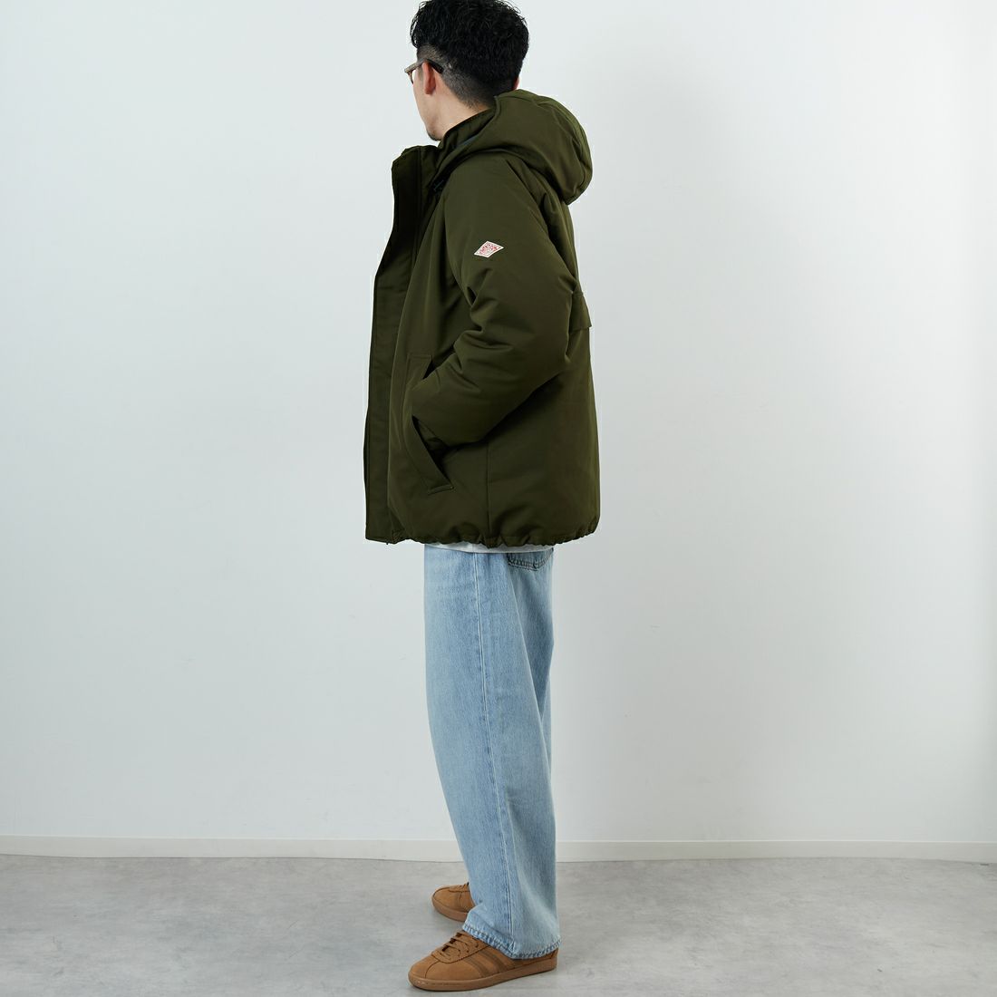 DANTON [ダントン] アーミーフーデッドジャケット [DT-A0030TPR] OLIVE &&モデル身長：168cm 着用サイズ：M&&