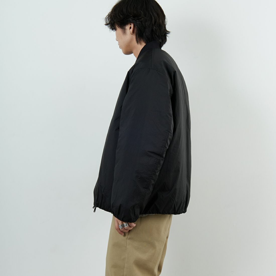 DANTON [ダントン] ナイロンボンバージャケット [DT-A0705PRD] BLACK &&モデル身長：179cm 着用サイズ：M&&