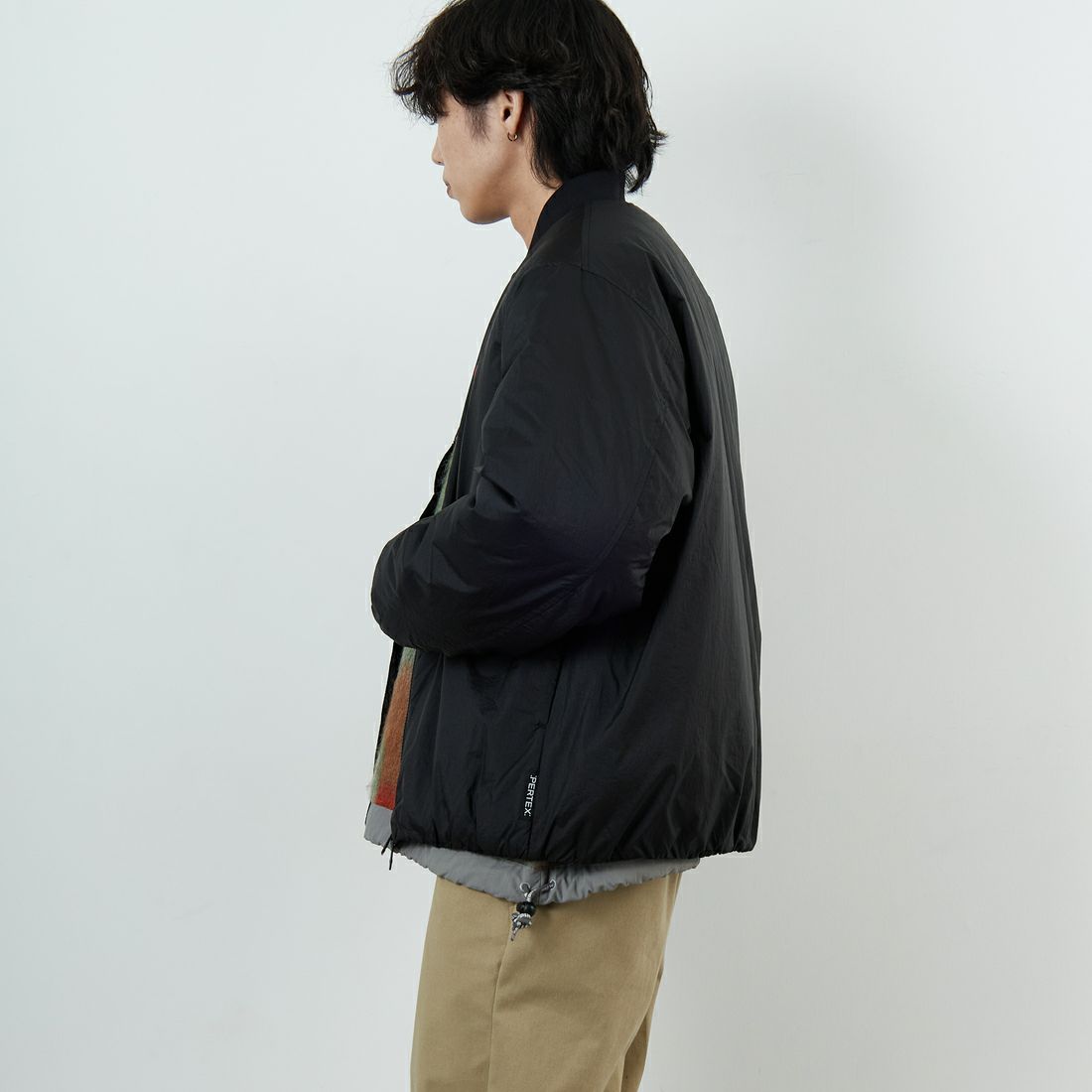 DANTON [ダントン] ナイロンボンバージャケット [DT-A0705PRD] BLACK &&モデル身長：179cm 着用サイズ：S&&