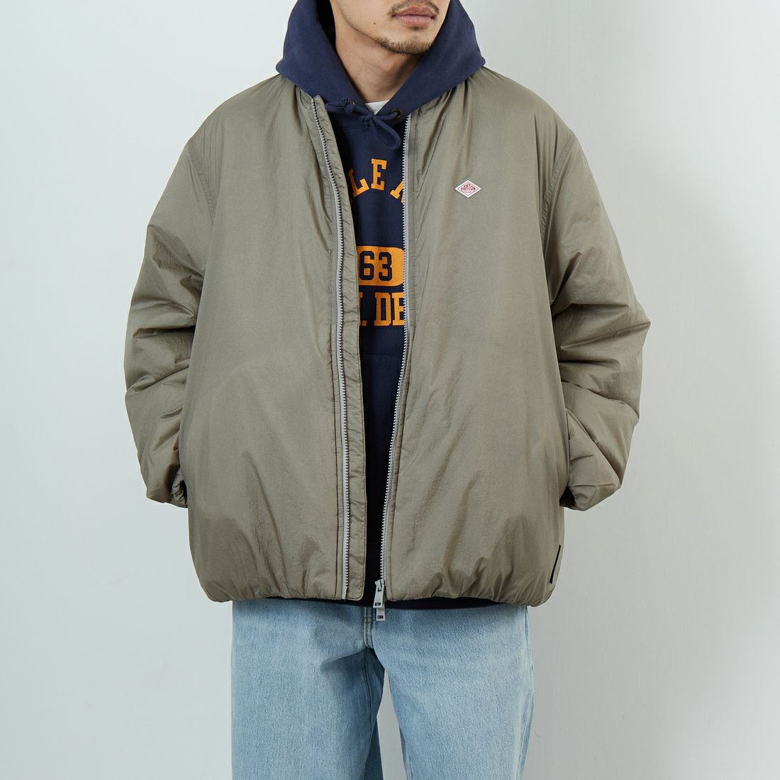 DANTON [ダントン] ナイロンボンバージャケット [DT-A0705PRD] GREIGE &&モデル身長：168cm 着用サイズ：S&&