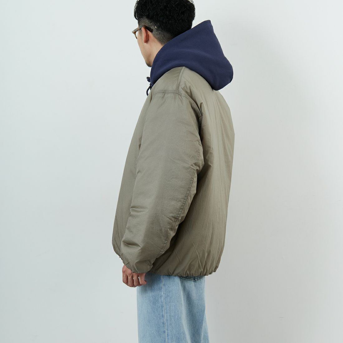 DANTON [ダントン] ナイロンボンバージャケット [DT-A0705PRD] GREIGE &&モデル身長：168cm 着用サイズ：S&&