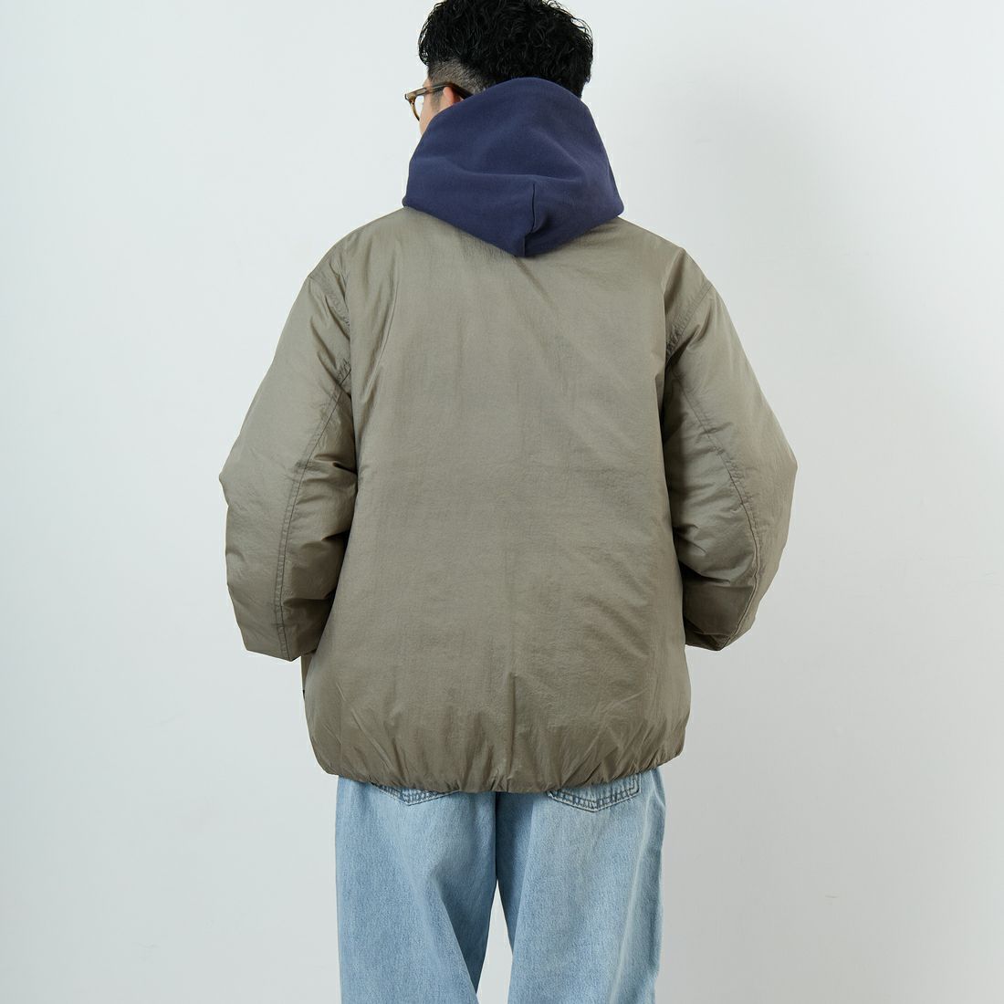 DANTON [ダントン] ナイロンボンバージャケット [DT-A0705PRD] GREIGE &&モデル身長：168cm 着用サイズ：S&&