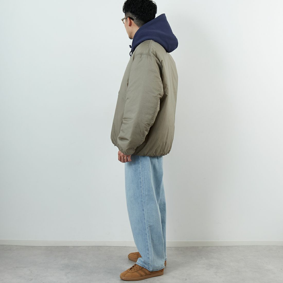 DANTON [ダントン] ナイロンボンバージャケット [DT-A0705PRD] GREIGE &&モデル身長：168cm 着用サイズ：S&&