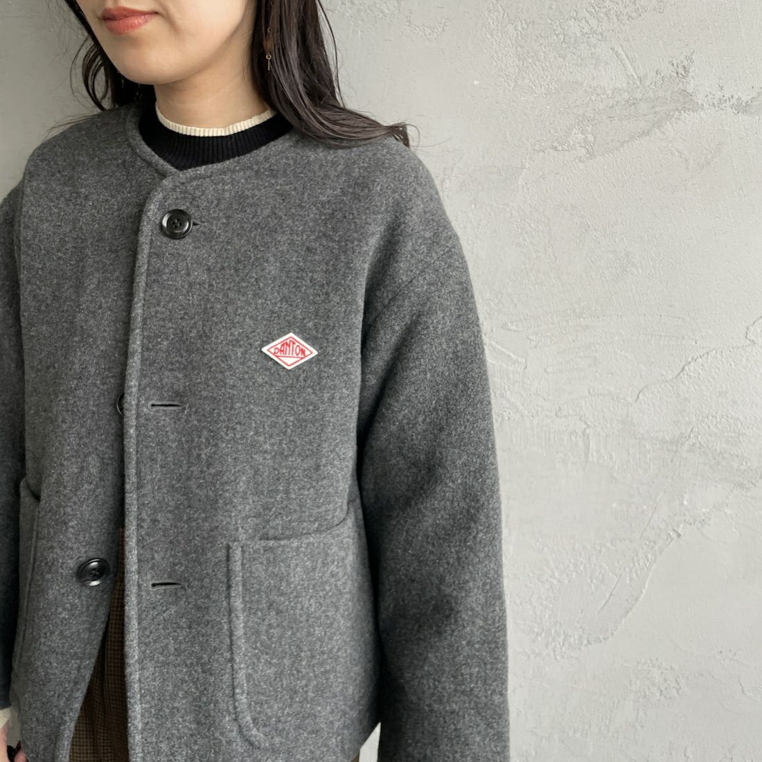 DANTON [ダントン] ウールライトパイルノーカラージャケット [DT