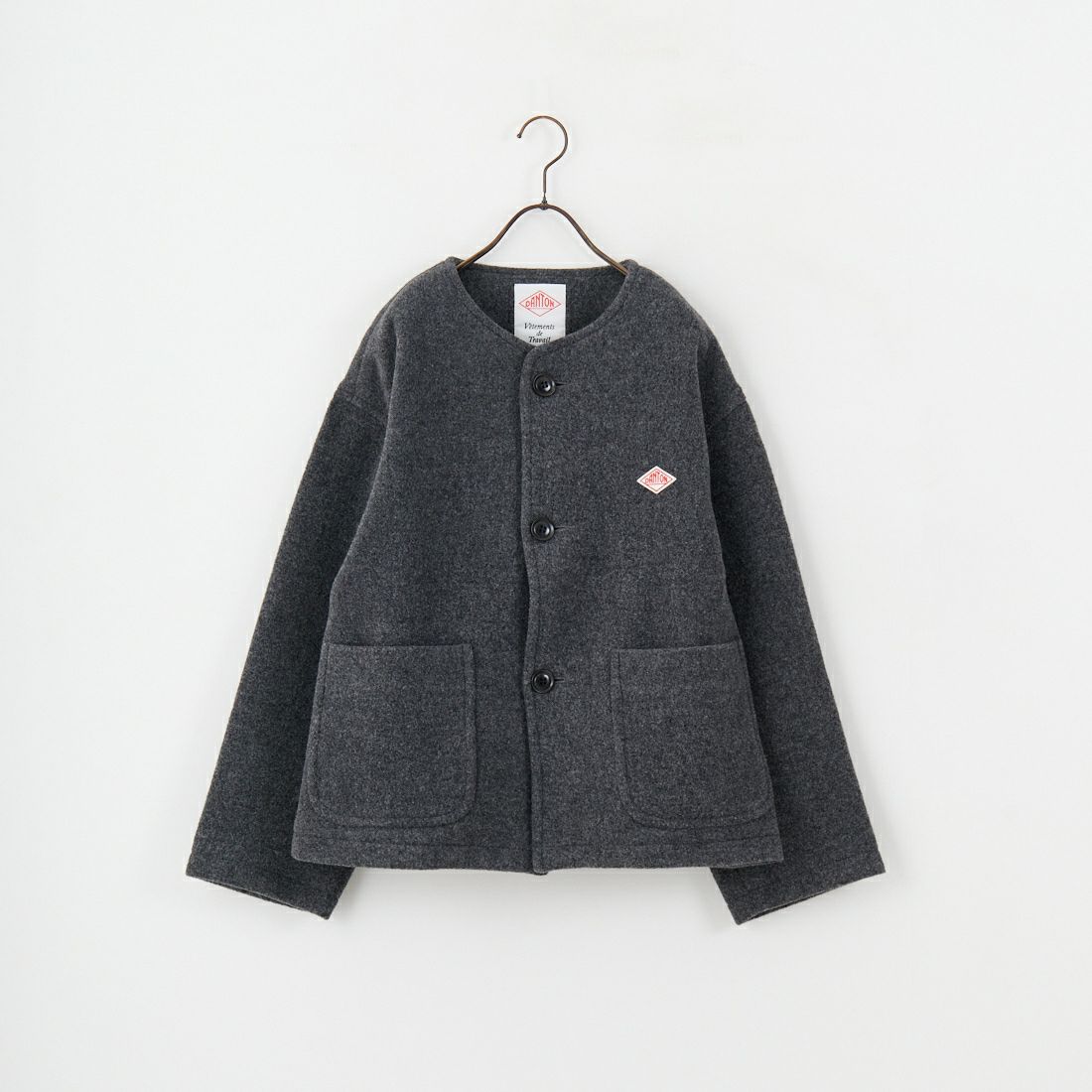 DANTON [ダントン] ウールライトパイルノーカラージャケット [DT-A0013WLP] M.GREY