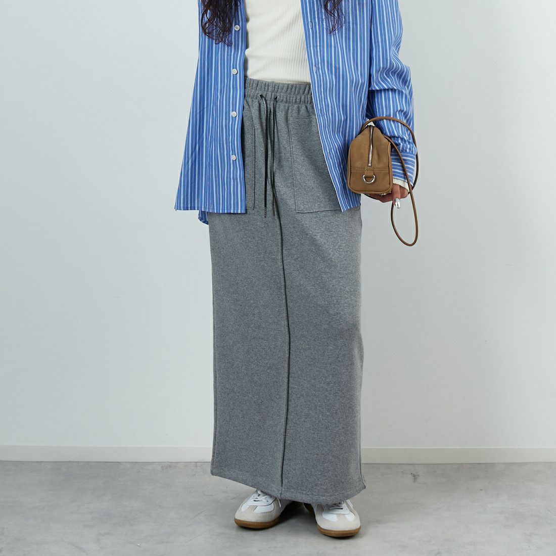 CLOCHE [クロシェ] 裏起毛タイトスカート [55286579] ｸﾞﾚｰ &&モデル身長：162cm 着用サイズ：2&&