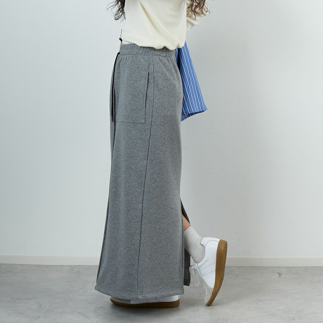 CLOCHE [クロシェ] 裏起毛タイトスカート [55286579] ｸﾞﾚｰ &&モデル身長：162cm 着用サイズ：2&&