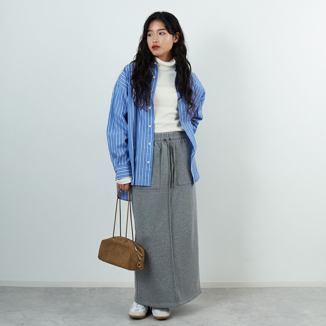 CLOCHE [クロシェ] 裏起毛タイトスカート [55286579] ｸﾞﾚｰ &&モデル身長：162cm 着用サイズ：2&&