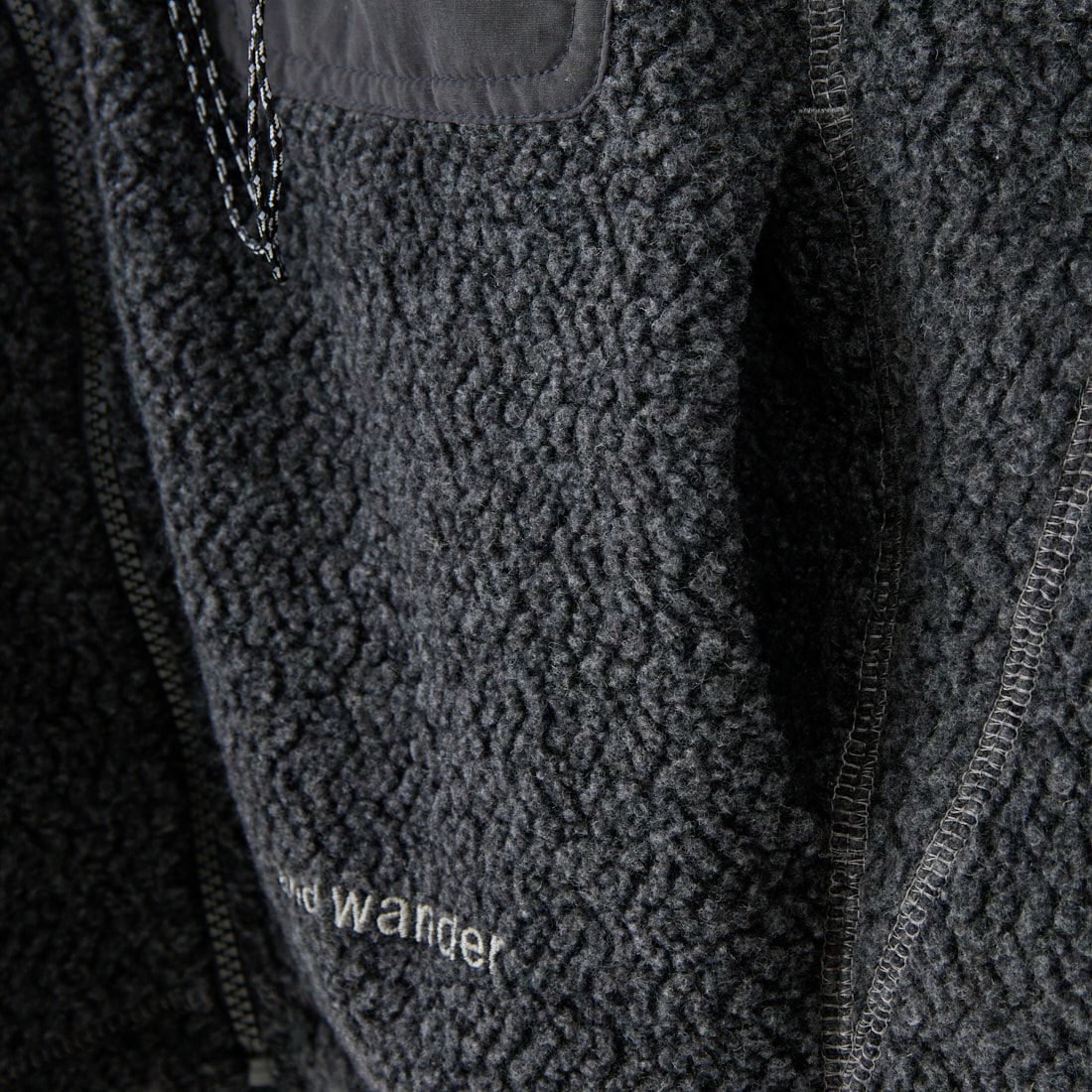and wander [アンドワンダー] リウールジャガード スタンドジップジャケット [5745281061] CHARCOAL