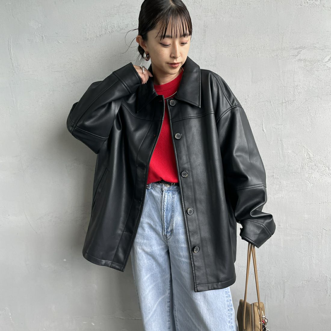 Jeans Factory Clothes [ジーンズファクトリークローズ] スリーブデザイン フェイクレザージャケット [25478-HN]