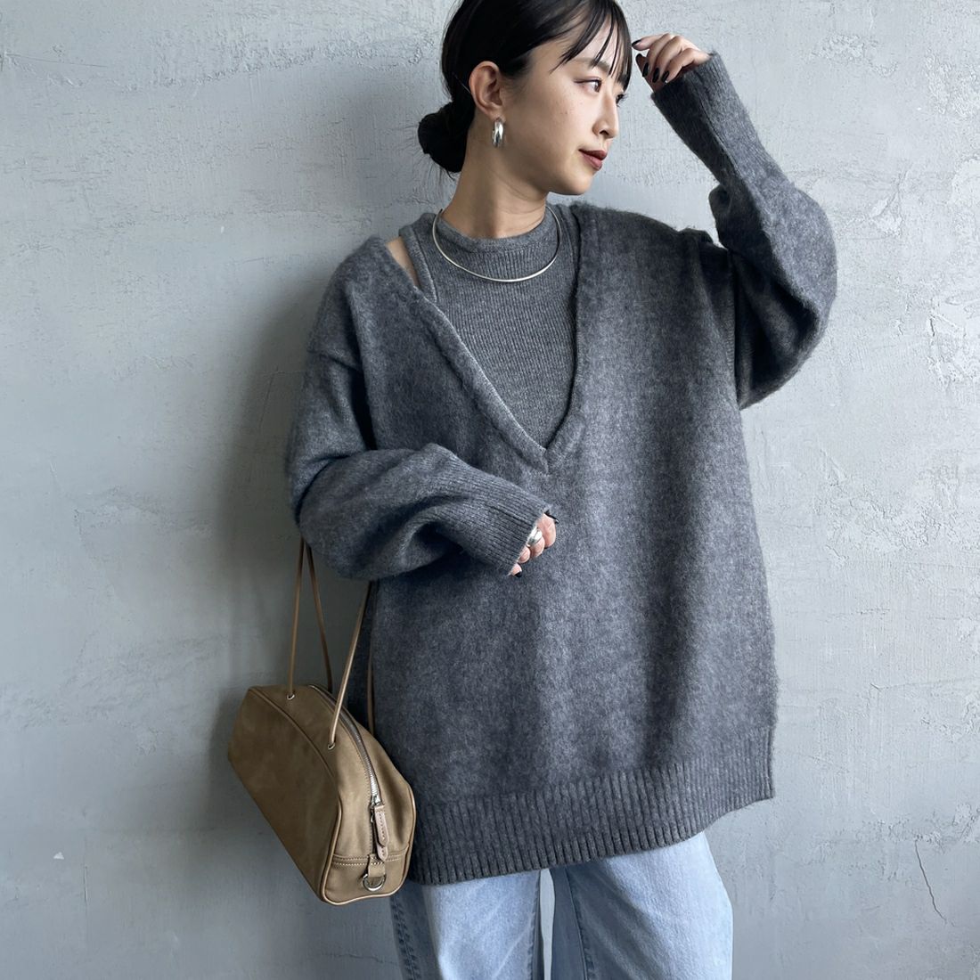 08 CHARCOA&&モデル身長：150cm 着用サイズ：F&&