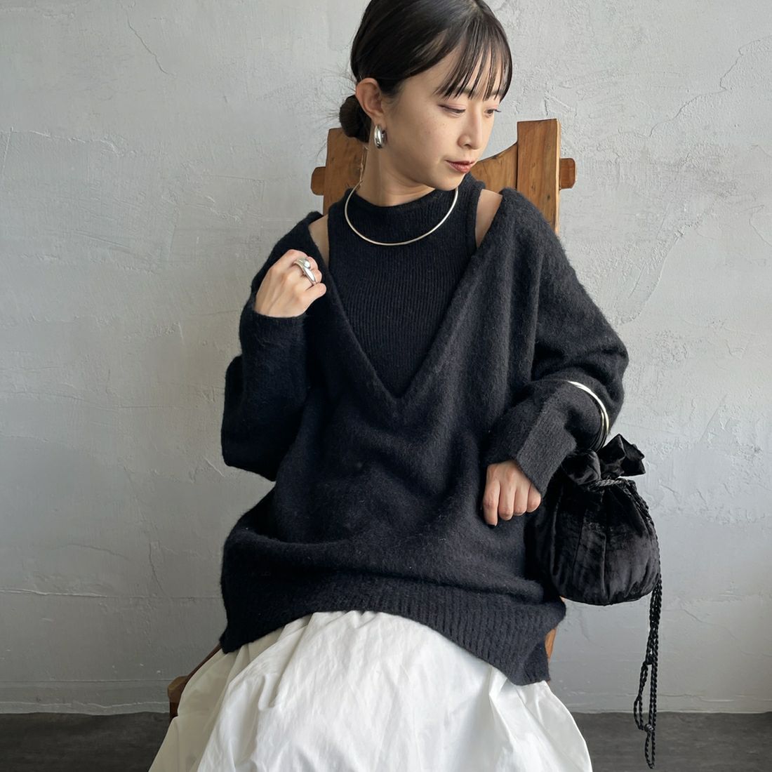 09 BLACK&&モデル身長：150cm 着用サイズ：F&&