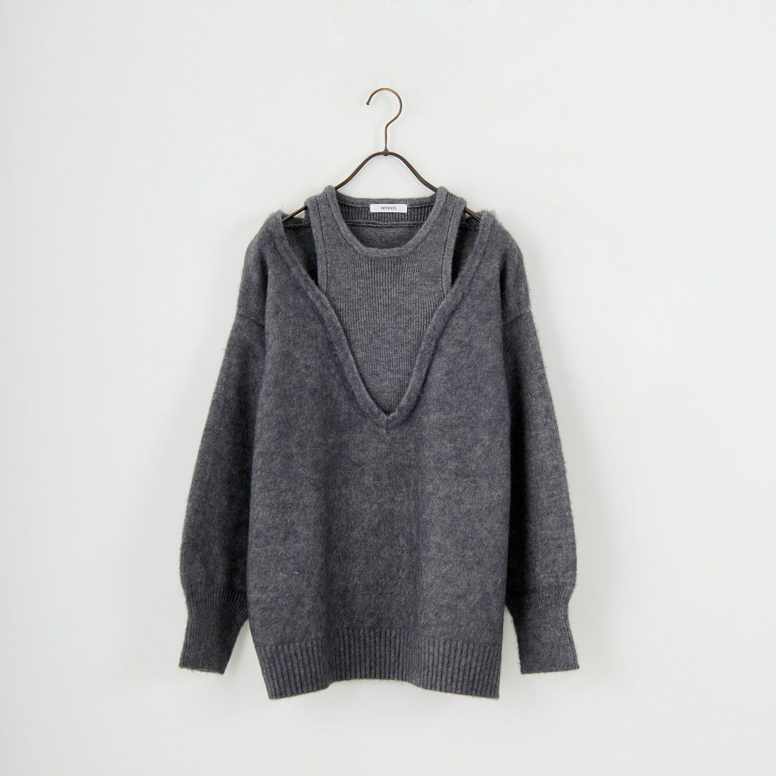 nenom [ネノム] レイヤードデザイン Vネックニット [NE25131039] 08 CHARCOA
