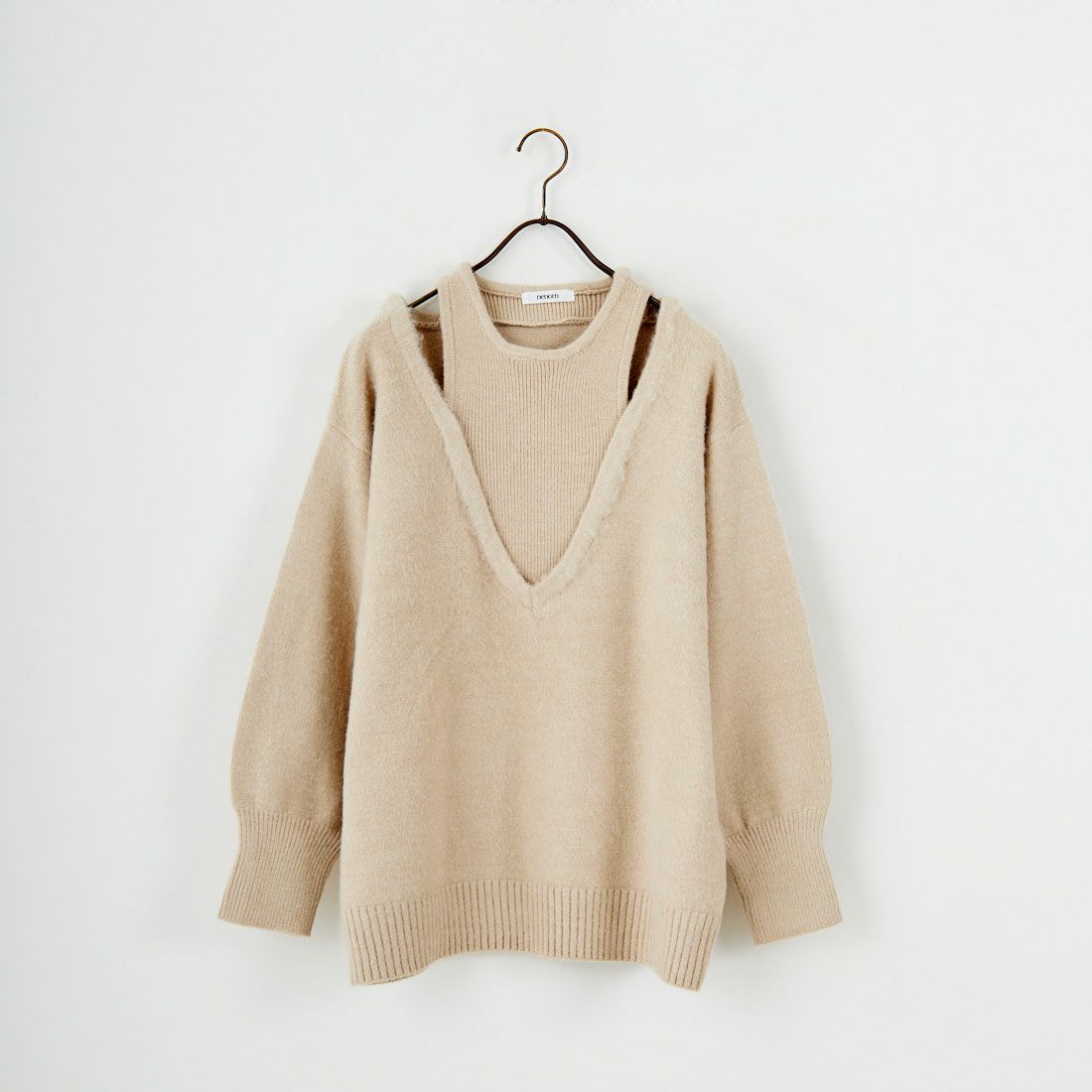 nenom [ネノム] レイヤードデザイン Vネックニット [NE25131039] 08 CHARCOA