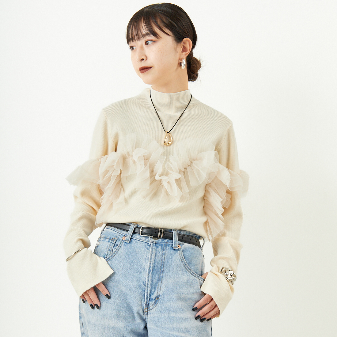 02 OFF&&モデル身長：150cm 着用サイズ：F&&