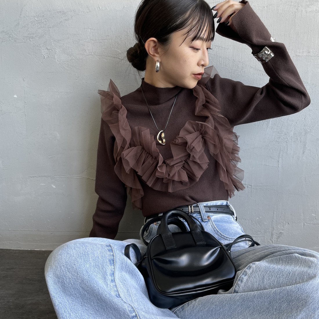 28 BROWN&&モデル身長：150cm 着用サイズ：F&&