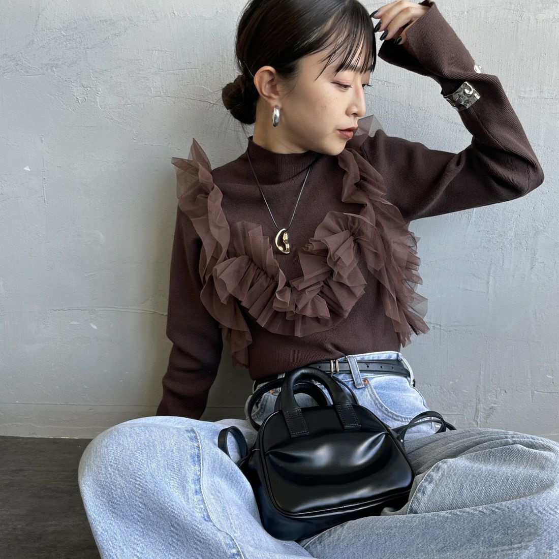 28 BROWN&&モデル身長：150cm 着用サイズ：F&&