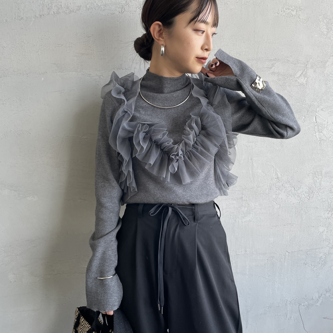 08 CHARCOA&&モデル身長：150cm 着用サイズ：F&&