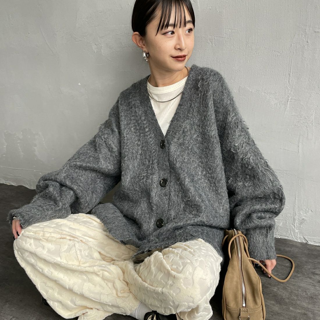 08 CHARCOA&&モデル身長：150cm 着用サイズ：F&&