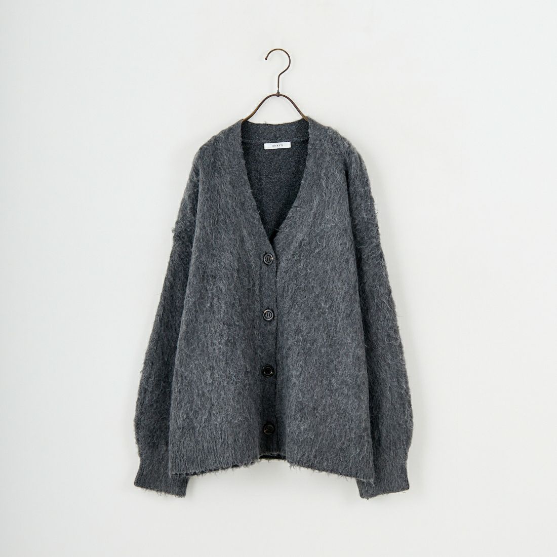 nenom [ネノム] シャギーニット Vネックカーディガン [NE25131037] 08 CHARCOA