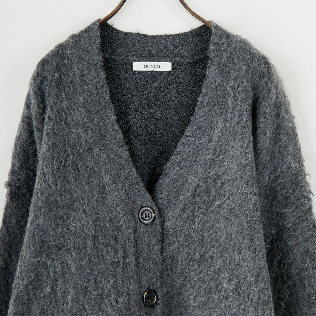 nenom [ネノム] シャギーニット Vネックカーディガン [NE25131037] 08 CHARCOA