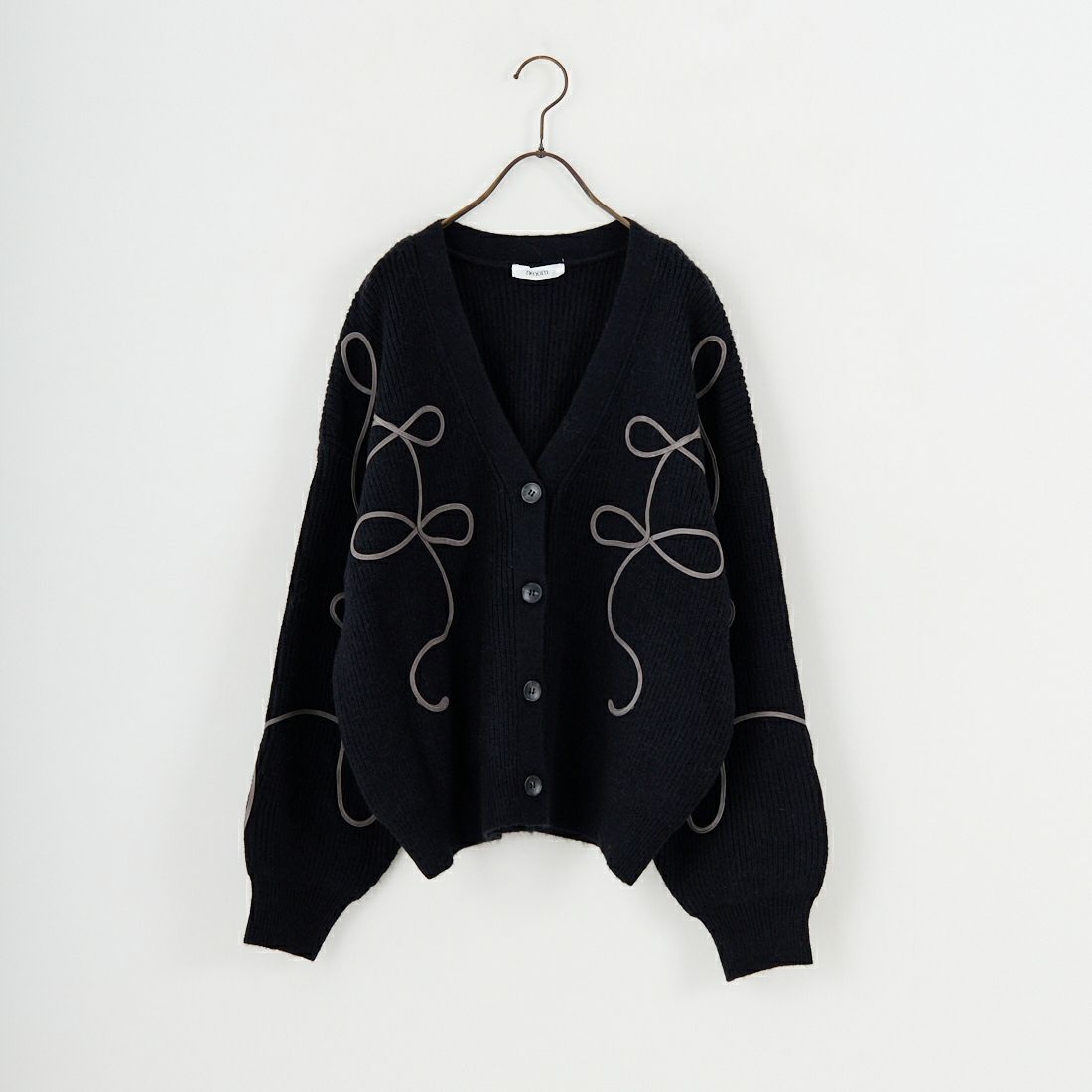 nenom [ネノム] コード刺繍 Vネックニットカーディガン [NE25131038] 09 BLACK