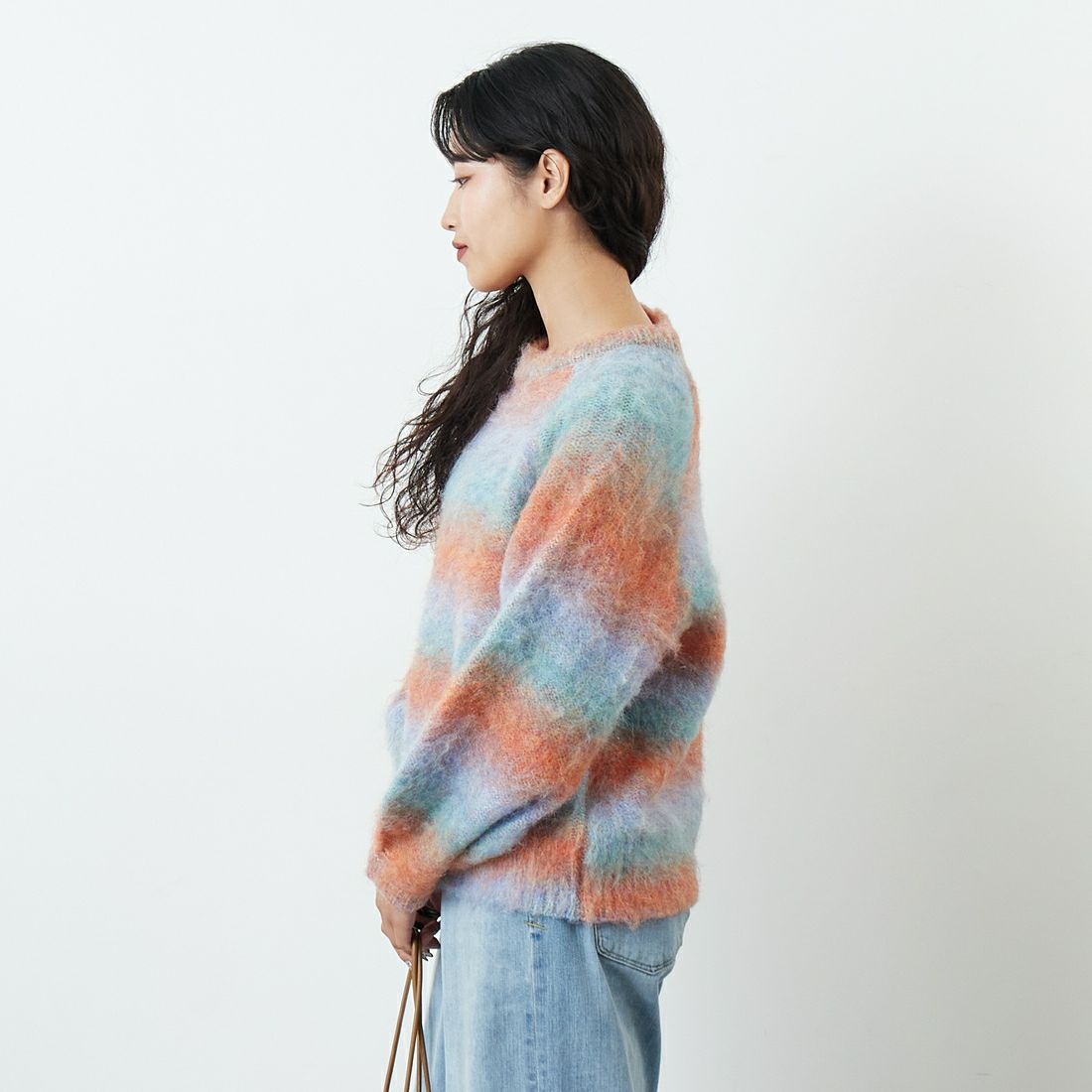 CLOCHE [クロシェ] マルチカラーニットトップス [55285552] ｵﾚﾝｼﾞ &&モデル身長：162cm 着用サイズ：2&&