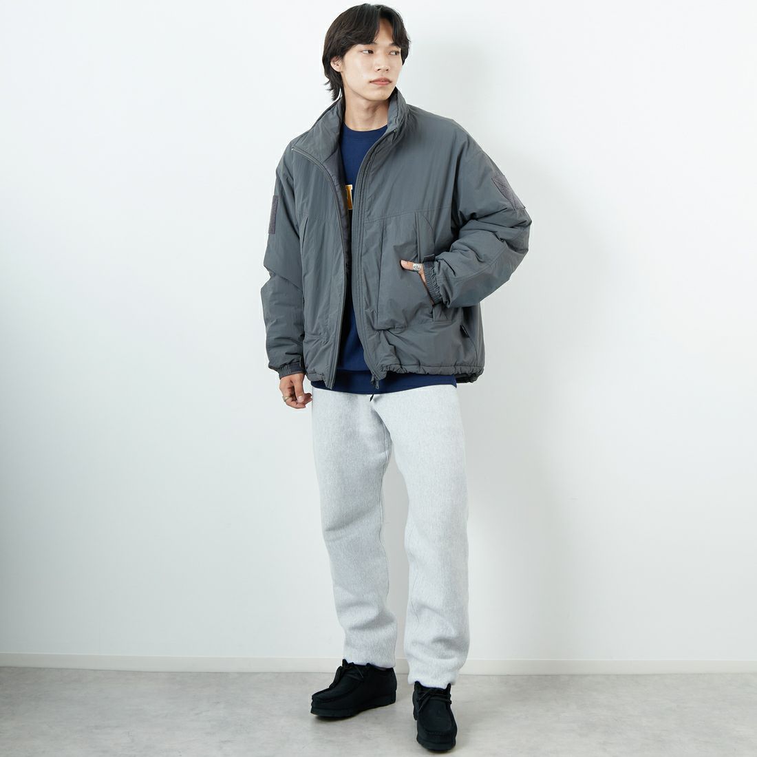 WILD THINGS [ワイルドシングス] ショートモンスターパーカー [WT25102SK] GREY &&モデル身長：179cm 着用サイズ：L&&