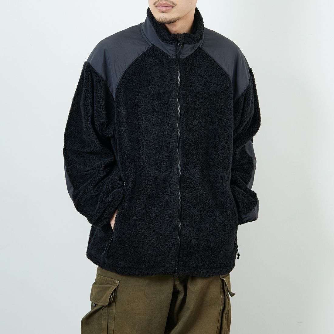 WILD THINGS [ワイルドシングス] LEVEL3 シャギージャケット [WT252-026] BLACK &&モデル身長：168cm 着用サイズ：M&&