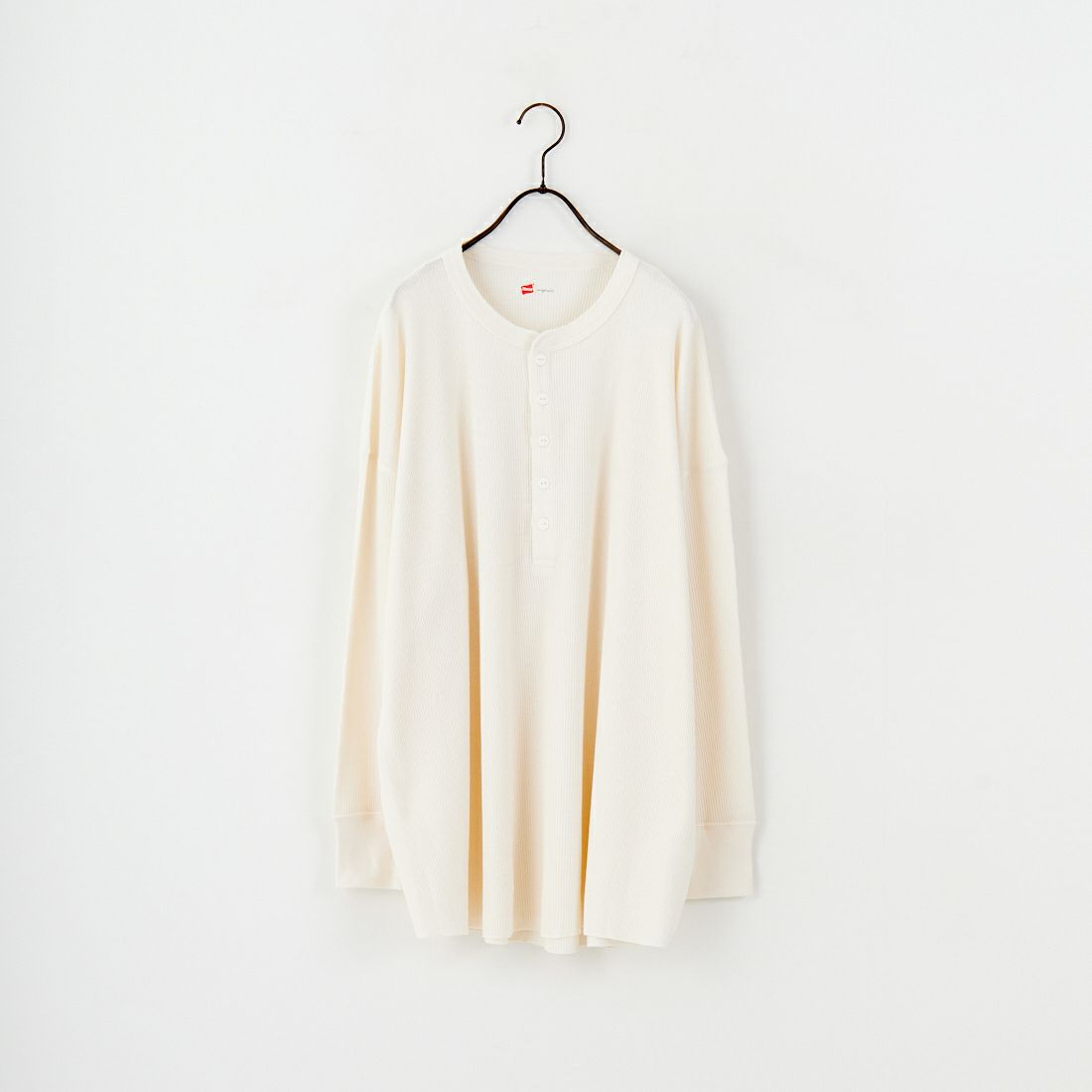 Hanes [ヘインズ] ワッフルヘンリーネックロングスリーブTシャツ [HW4-C104] 020 ｵﾌﾎﾜｲﾄ