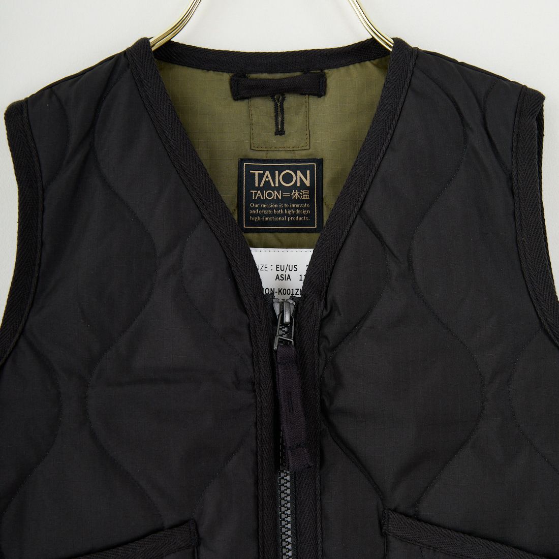 TAION [タイオン] キッズ ミリタリー Vネックジップダウンベスト [TAION-K001ZML-1] BLACK