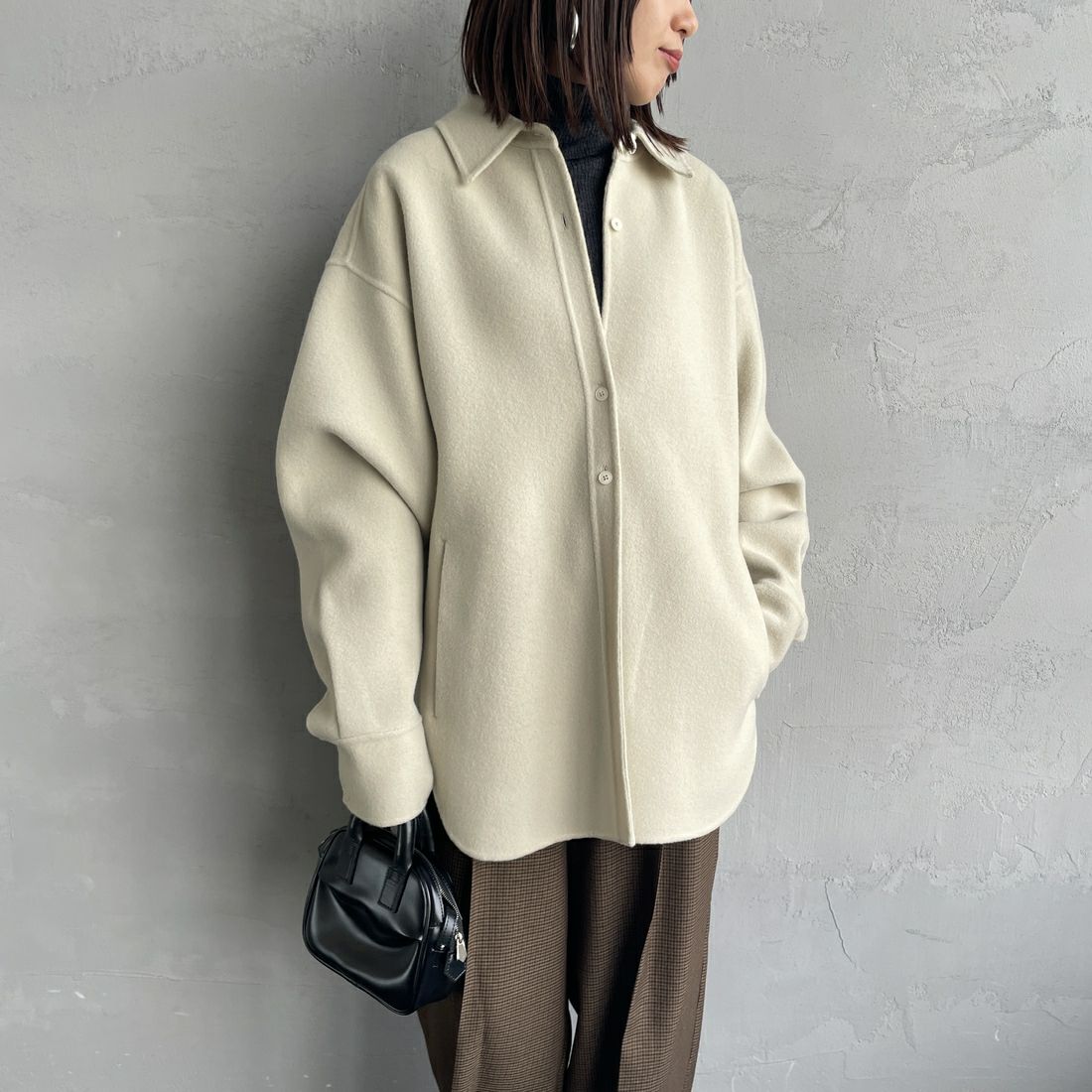 TODAYFUL [トゥデイフル] ウールシャツジャケット [12520415] SAGE &&モデル身長：159cm 着用サイズ：36&&